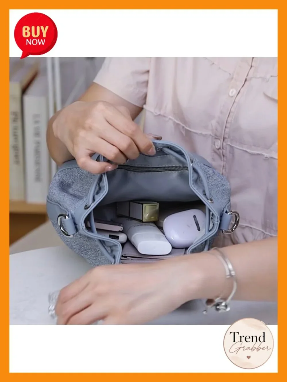 Denim Crossbody Bag for Women - Stylish Bucket Handbag - Lightweight and
